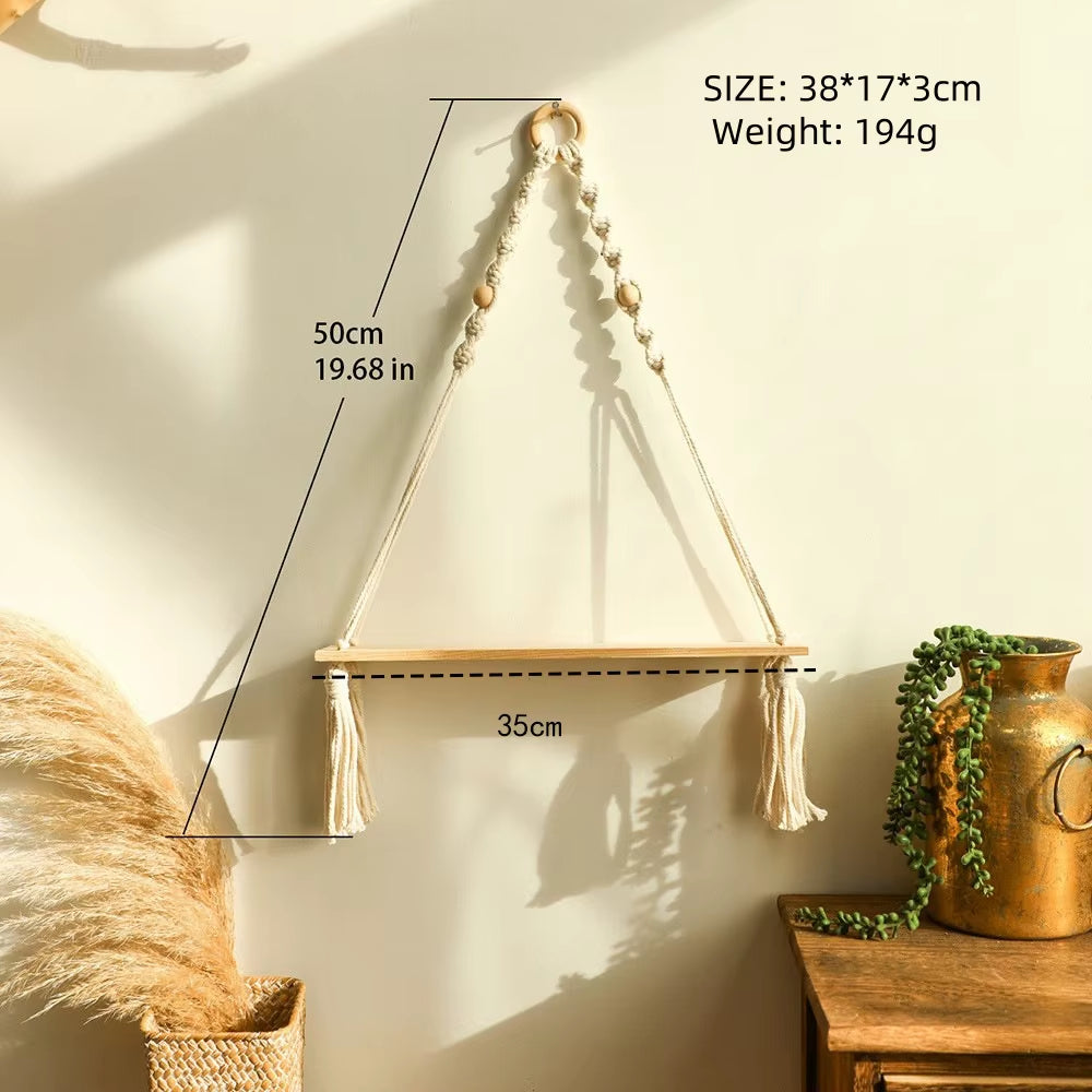 Handmade Wooden Macrame Shelves